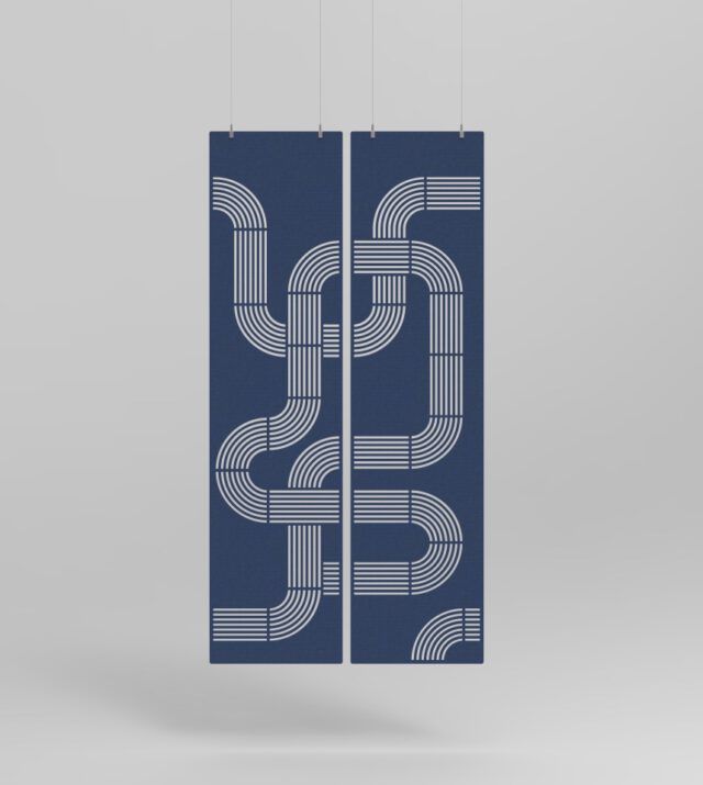 Streets PET Felt Hangende Dividers - Cobalt, Front view